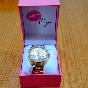 Betsey Johnson gold rhinestone watch